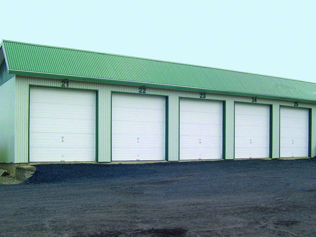 White commercial garage doors