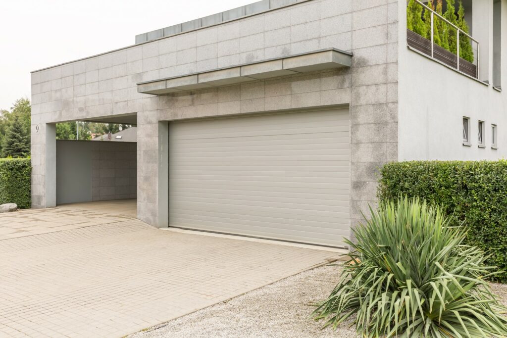 modern house with elegant garage door