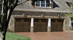 three brown garage doors | garage repair near me | Rose Quality