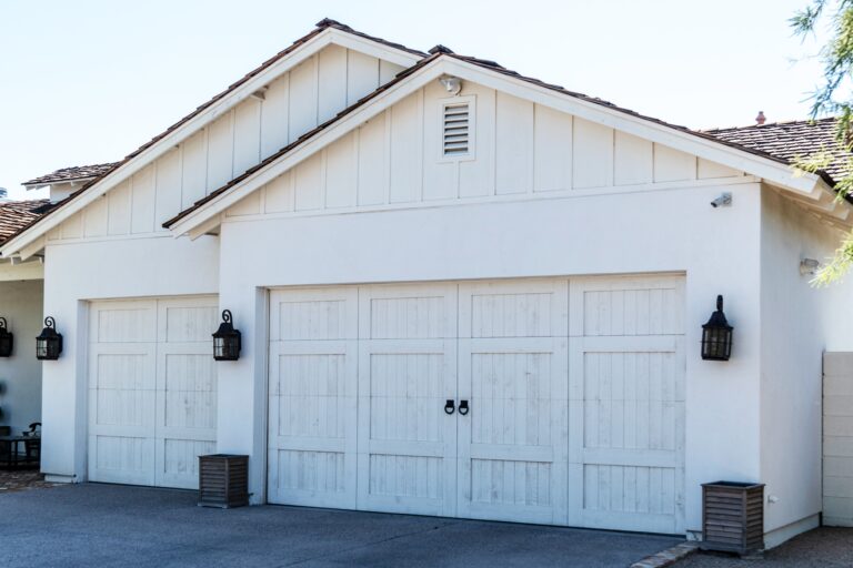 white rustic custom garage door