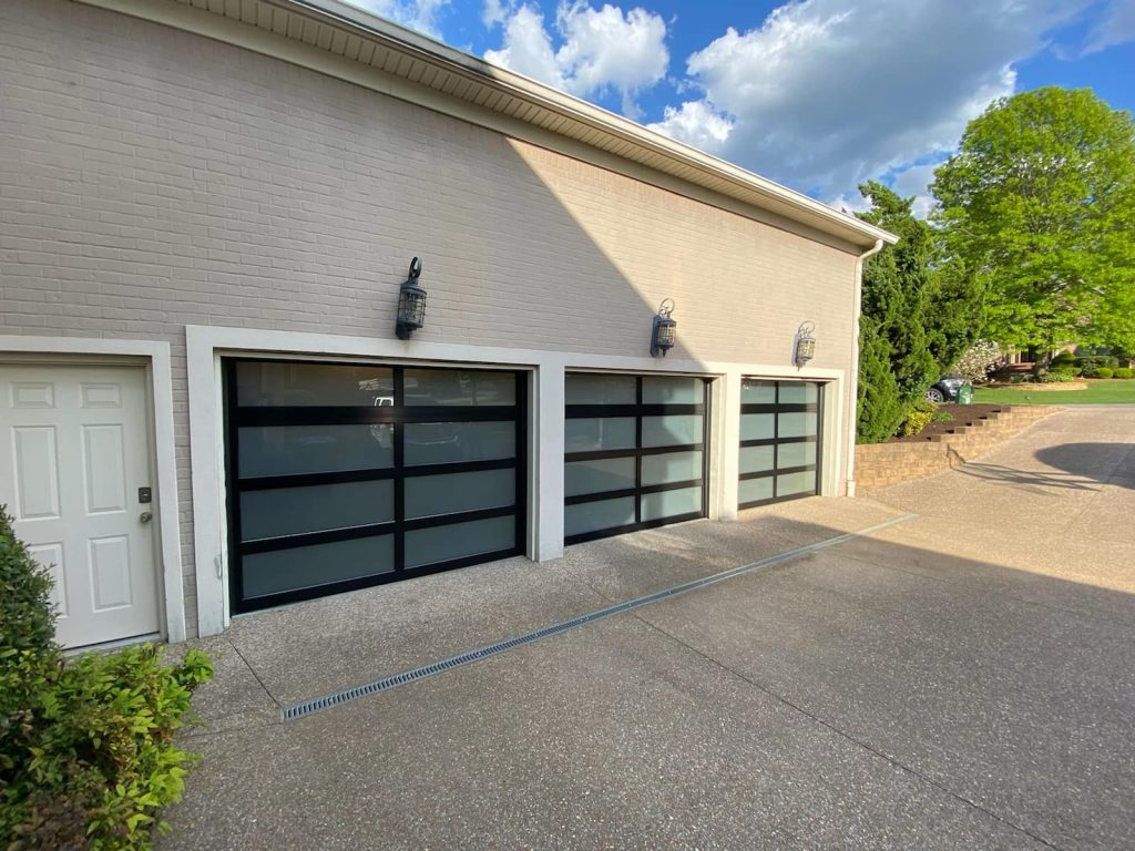 white garage door installation