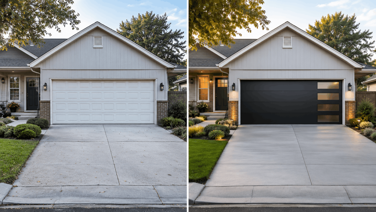 Image representing garage door home value, garage door ROI, does a new garage door increase home value, curb appeal upgrades